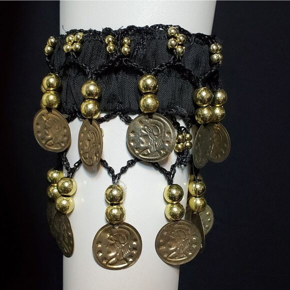 Black & Gold Tone Belly Dancing Bracelet - Picture 1 of 1